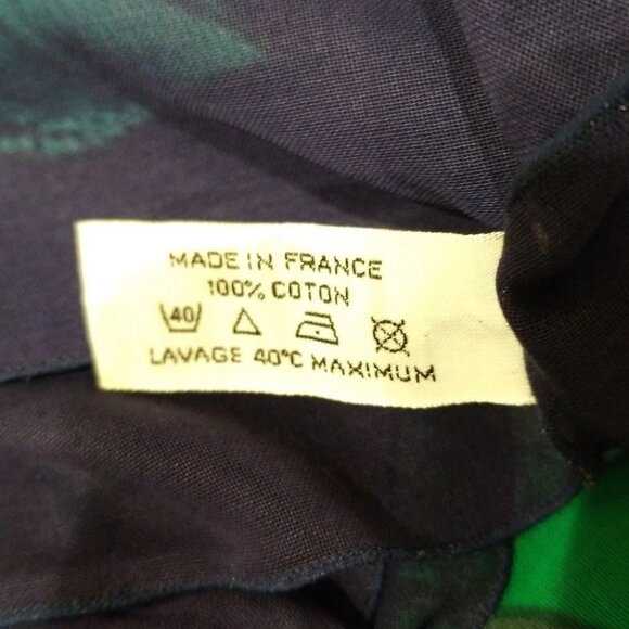 Auth HERMES Green Dark Navy Multi Cotton Scarf - Picture 7 of 7
